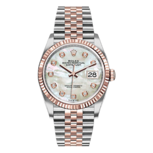 Rolex Datejust Rolesor Everose Gold White Mother Of Pearl Diamond Dial
